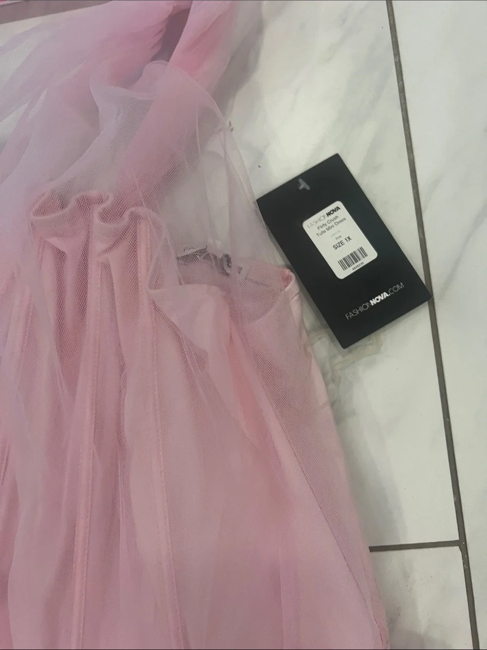 Fashion Nova Pink One-Shoulder Tulle soze 1x Dress